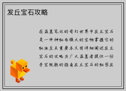 发丘宝石攻略